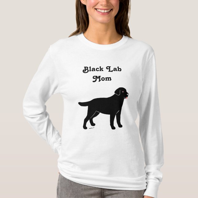 T-shirts Labrador preto com uma língua pequena (Frente)