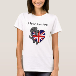 T-shirts Labrador preto & de bandeira do Reino Unido
