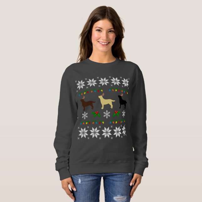 T-shirts Labrador Retriever Trio Feia de Natal (Frente Completa)