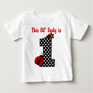 T-shirts "Ladybug First Birthday" MONOGRAM RUFLE TEE