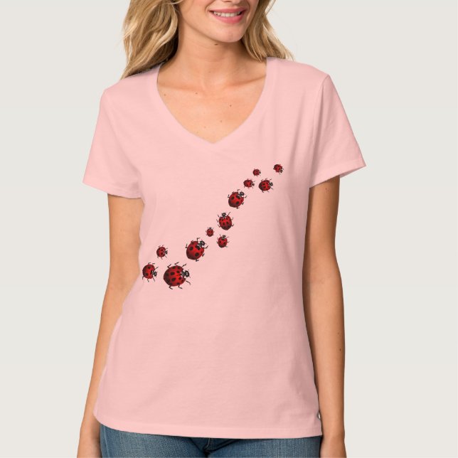 T-shirts Ladybug Shirts Meninas ecologicamente amigáveis Ca (Frente)