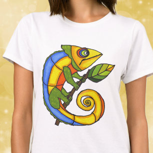 T-shirts Lagarto Colorido em um Galho
