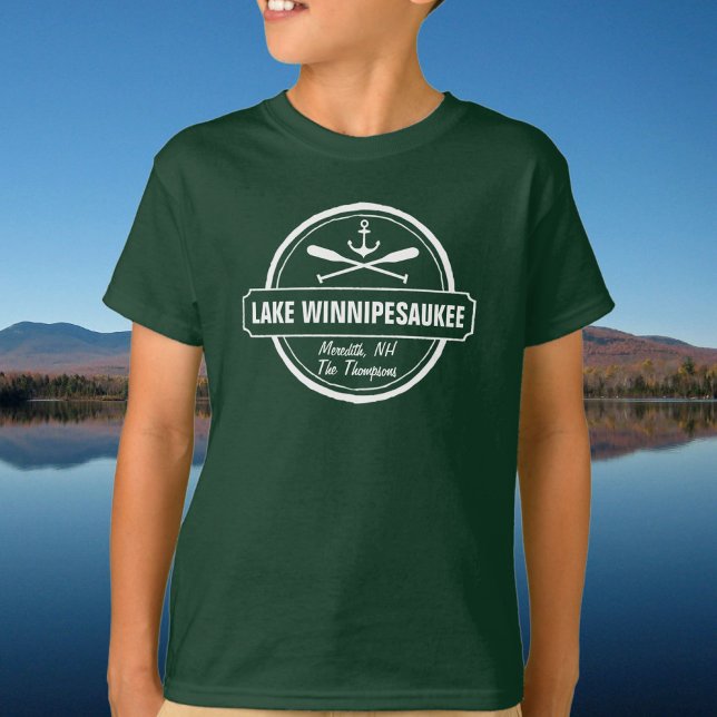 T-shirts Lago Winnipesaukee NH cidade personalizada, nome,  (Criador carregado)