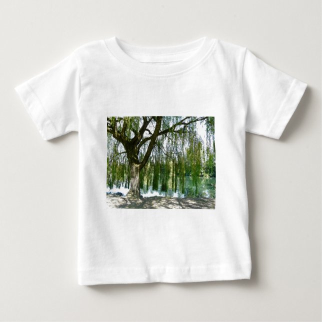 T-shirts Lagoa através da árvore de salgueiro Weeping (Frente)