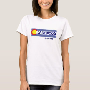 T-shirts Lakewood Colorado, bandeira local, senhoras tee