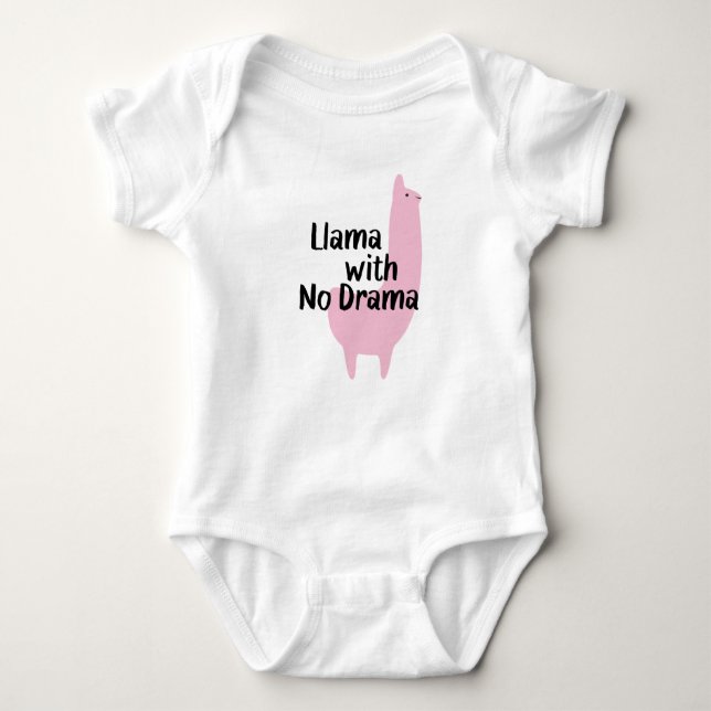 T-shirts Lama cor-de-rosa Babysuit (Frente)