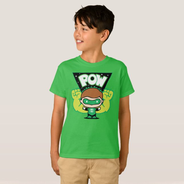 T-shirts Lanterna Verde Chibi Formando Punhos Gigantes (Frente Completa)