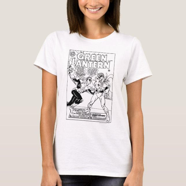 T-shirts Lanterna Verde no anel, Preto e Branco (Frente)