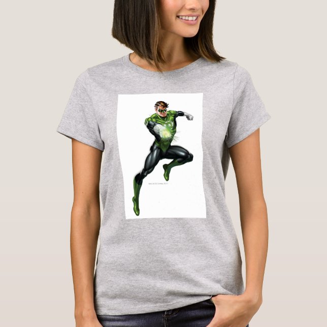 T-shirts Lanterna Verde - Totalmente Renderizado, Pulando (Frente)