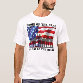 T-shirts Lar Patriótico Dos Livres Por Causa Dos Valentes