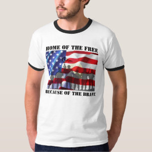 T-shirts Lar Patriótico dos Livres por Causa dos Valentes