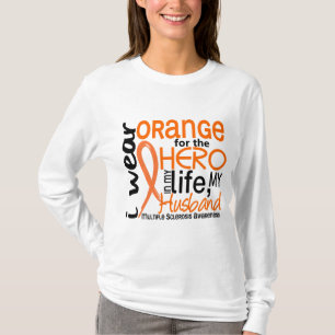 T-shirts Laranja para a esclerose múltipla do MS do marido