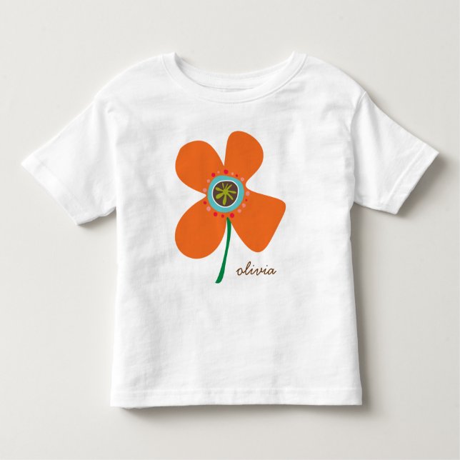 T-shirts Laranja Pop Whimsical & Cute Summer Flower (Frente)