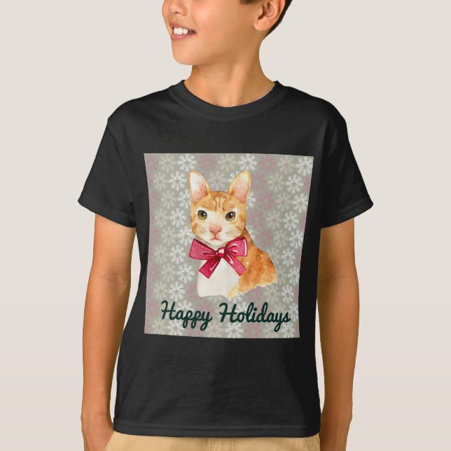 T-shirts Laranja Tabby de Feriado (Frente)