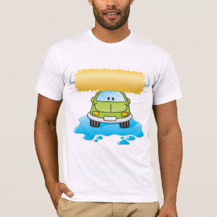 T-shirts Lavar Carro Desenho Animado Verde Feliz Carrinho