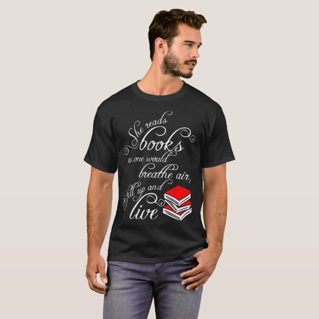 T-shirts Lê livros enquanto um respira o ar enche acima (Frente Completa)