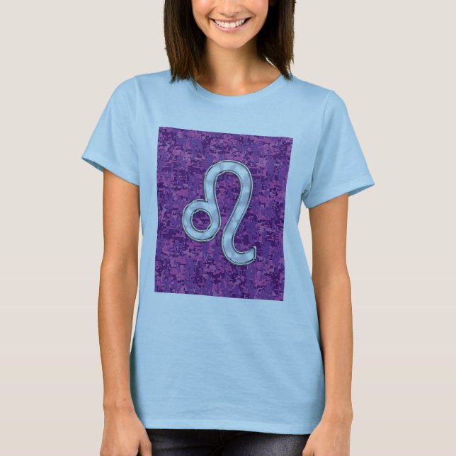 T-shirts Leão assine a Camuflagem Digital Rosa Fúchsia (Frente)