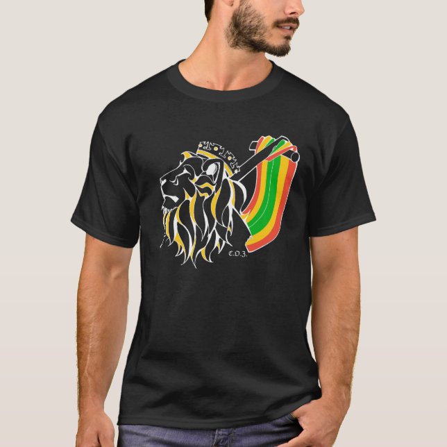 T-shirts Leão da reggae de Rasta que ascensão (Frente)