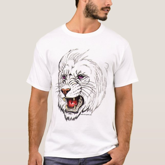 T-shirts Leão do branco da fantasia (Frente)