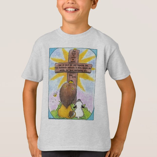 T-shirts Leão e Lamb na cruz (Frente)