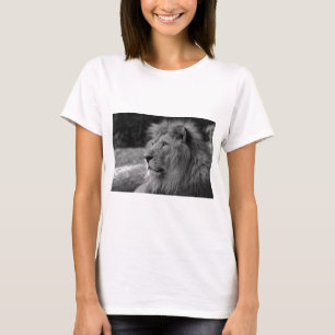 T-shirts Leão Negro e Branco - Animal Selvagem