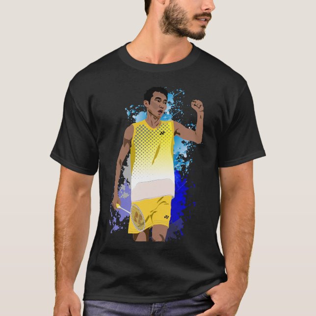T-shirts Lee Chong Wei Cartoon Black - Badminton (Frente)