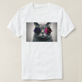 T-shirts Legal Gato Espacial com Óculos Telescópios Via Lát