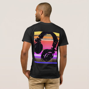 T-shirts legal para o DJ, auscultadores com listras