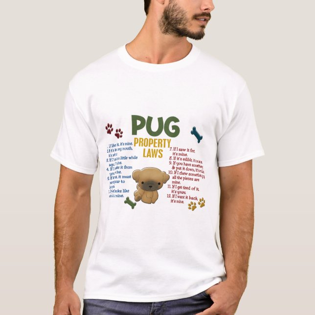 T-shirts Leis 4 da propriedade do Pug (Frente)