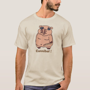 T-shirts Leitão com desenhos animados do canibal do bacon
