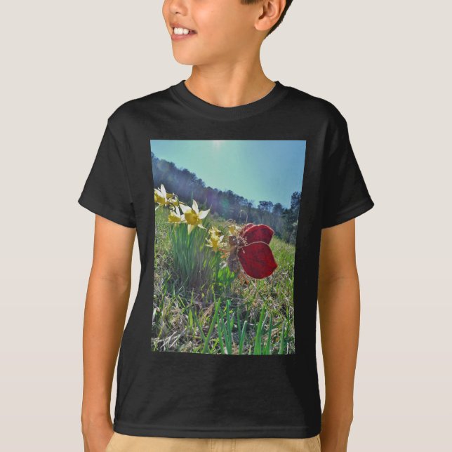 T-shirts Leite e flores amarelas (Frente)
