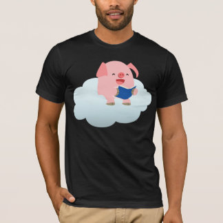 T-shirts Leitor de Porcos de Cartoon em Nuvem