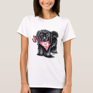 T-shirts Lenço cor-de-rosa personalizado preto do nome de