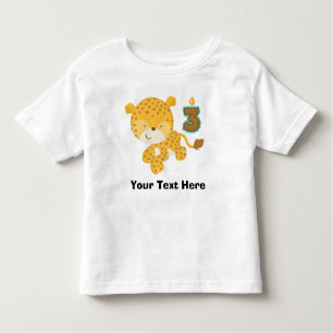 T-shirts Leopardo personalizado do aniversário de 3 anos