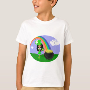 T-shirts Leprechaun triguenho da menina do dia da