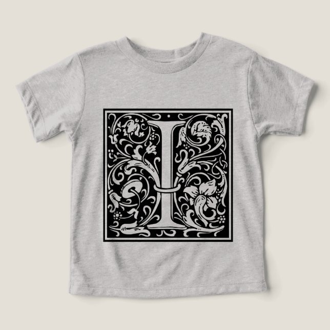 T-shirts Letra I Monograma Medieval Art Nouveau (Design frontal)