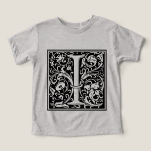 T-shirts Letra I Monograma Medieval Arte Nova
