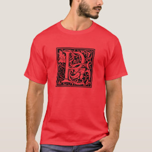 T-shirts Letra P Monograma Medieval Arte Nova