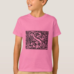 T-shirts Letra S Monograma Medieval Art Nouveau