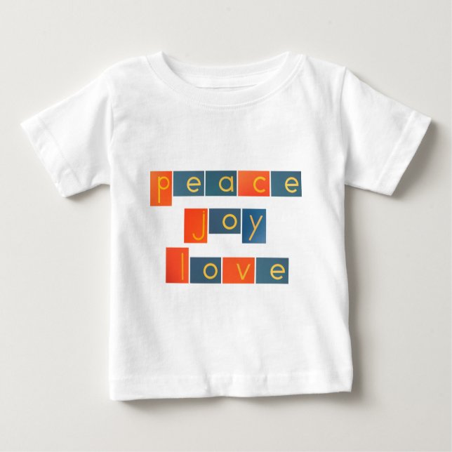 T-shirts Letras da lixa do AMOR da ALEGRIA da PAZ (Frente)