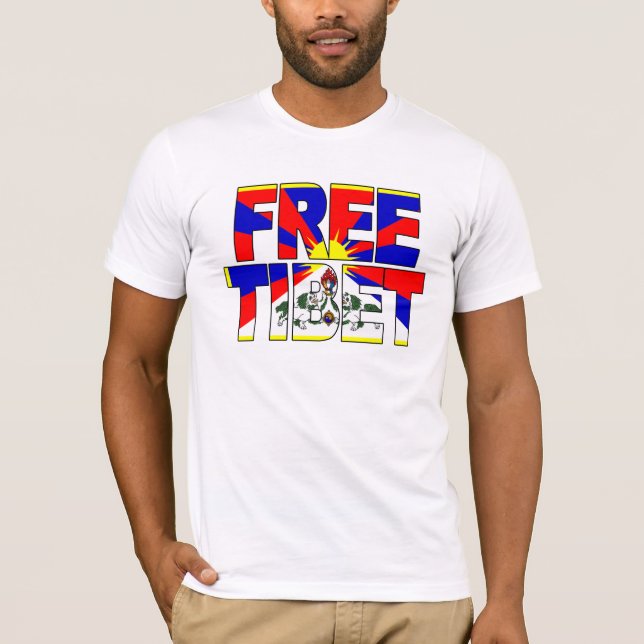 T-shirts Letras livres de Tibet cortadas da bandeira (Frente)