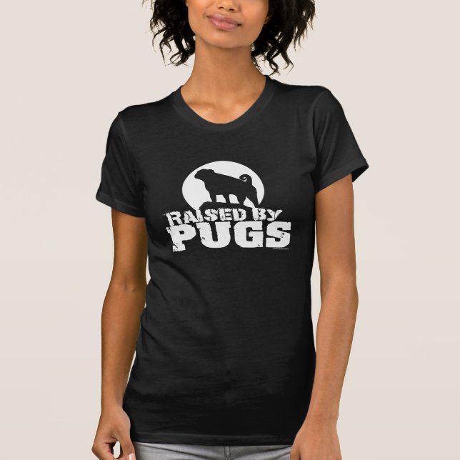 T-shirts LEVANTADA POR PUGS Dark Womens and Girls Petiirt (Frente)