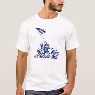 T-shirts Levantamento da bandeira de WWII Iwo Jima, azul