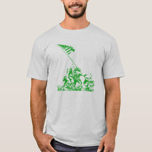 T-shirts Levantamento da bandeira de WWII Iwo Jima, verde