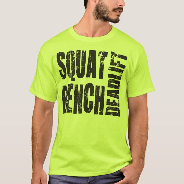 T-shirts Levantamento de potência - Quadrado, Banco, Elevad (Frente)