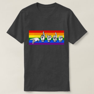 T-shirts LGBTQ+ - Linguagem de Sinais do Orgulho Arco-Íris 