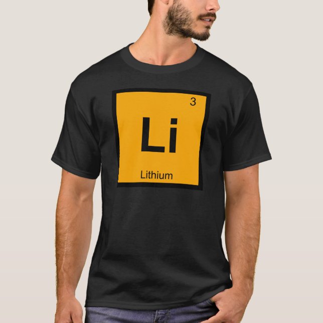 T-shirts Li - Símbolo de Mesa periódica de química do lítio (Frente)