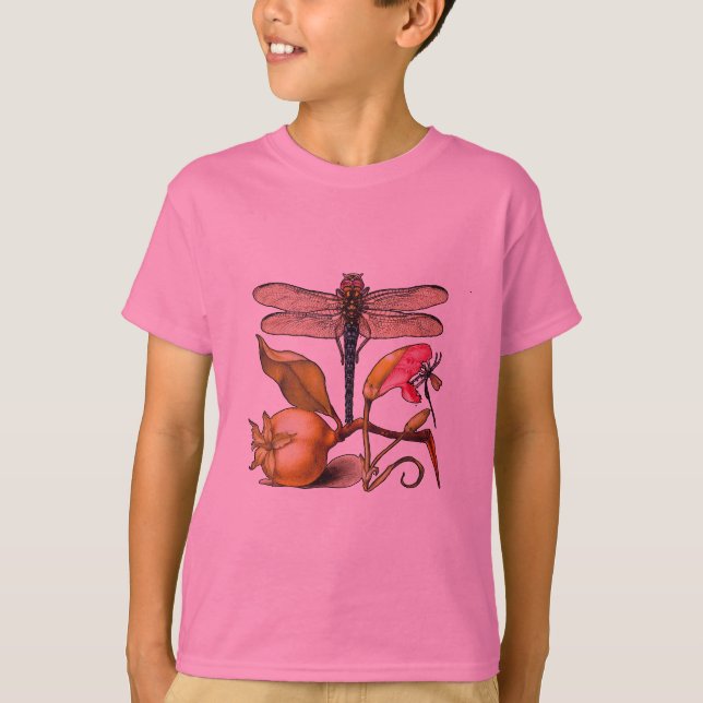 T-shirts Libélula Arte Botânico da Natureza Hoefnagel (Frente)