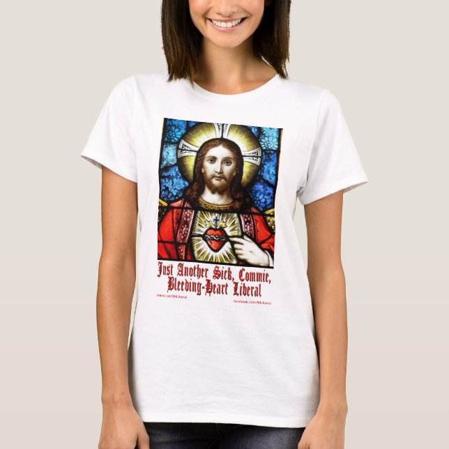 T-shirts Liberal Jesus do coração de sangramento (Frente)