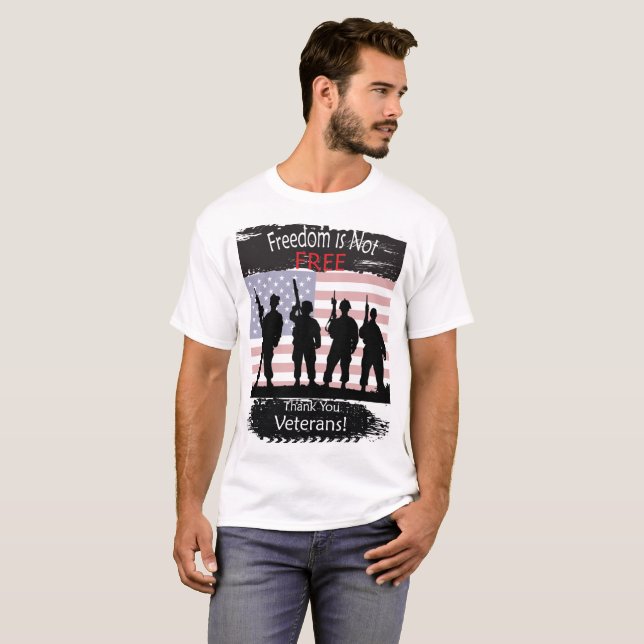 T-shirts Liberdade NÃO é livre, obrigado veteranos (Frente Completa)